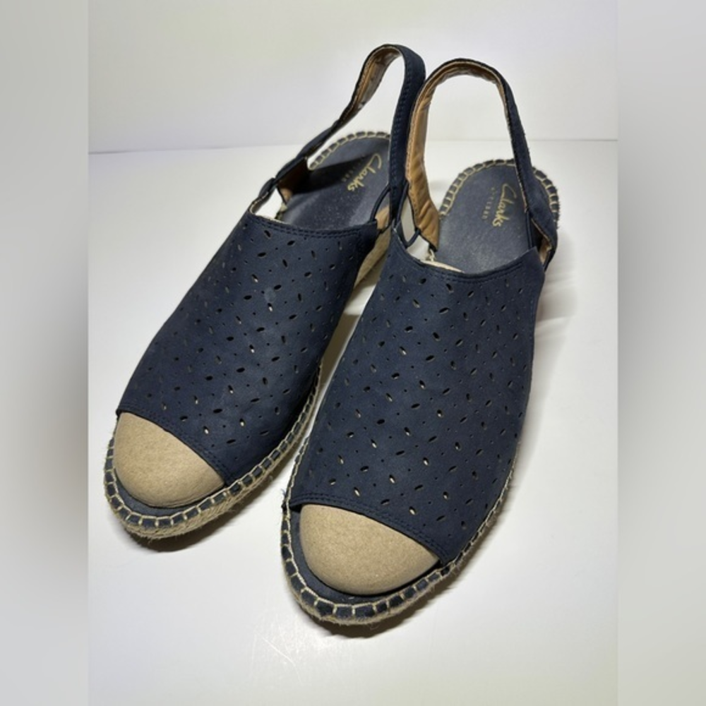 Clarks Artisan Espadrilles Navy Slip On Size 12m - image 1